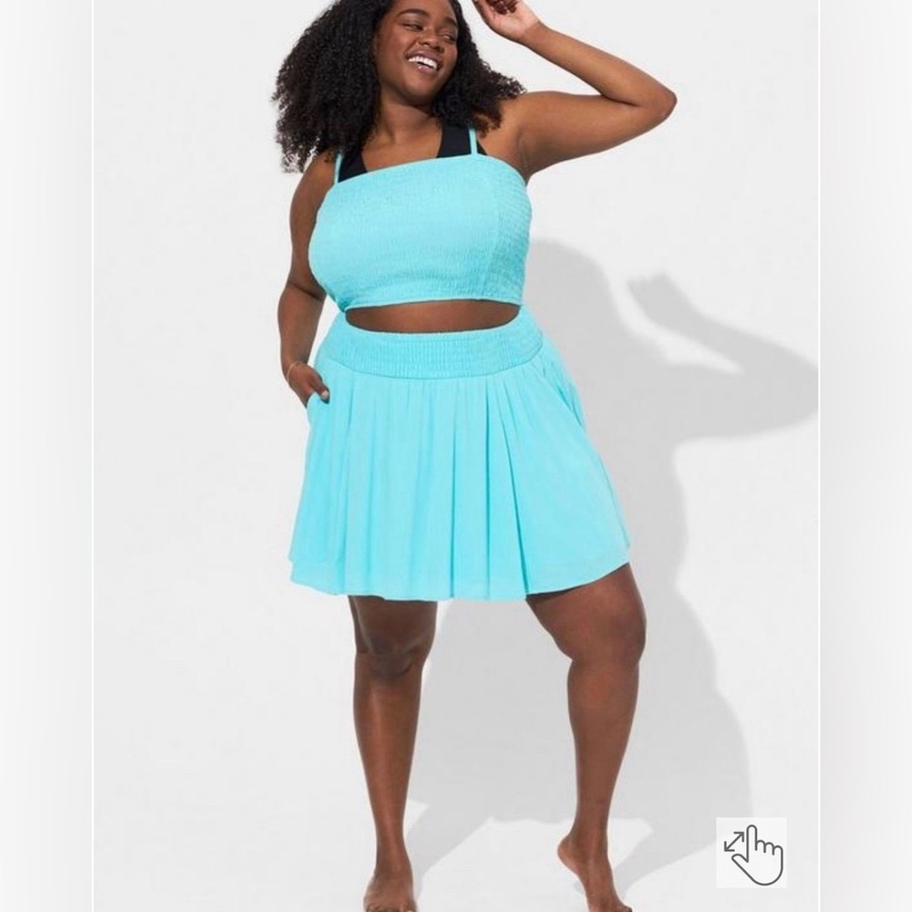Torrid Gauze Smocked Crop Cami Size 2X Blue Radiance New